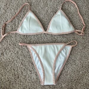 Cupshe White and Pink Bikini Set XS 🕊️